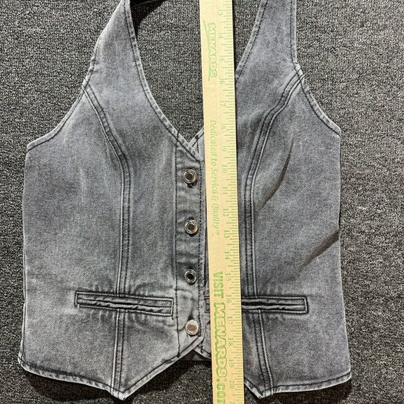 PrettyLittleThing Charcoal Denim Waistcoat - Picture 4 of 7